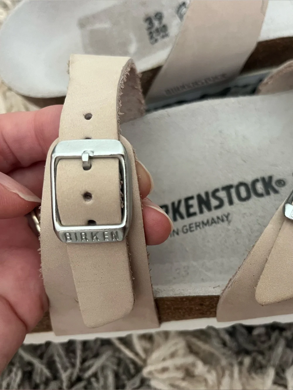 Birkenstock Beige Leather Strappy Sandals